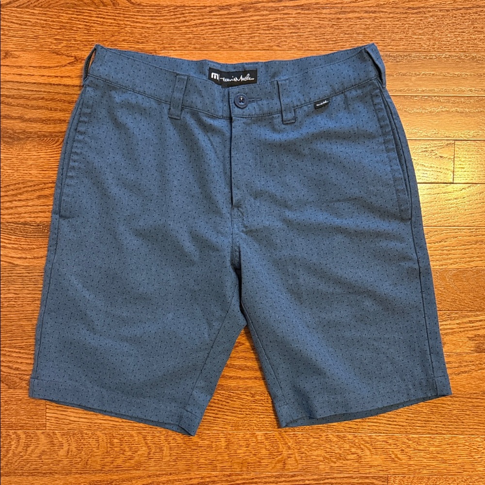 Travis Mathew Perforated Blue Shorts